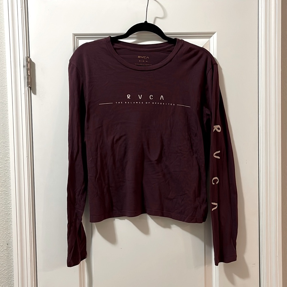 RVCA Long Sleeve Crop Top Maroon Size M
